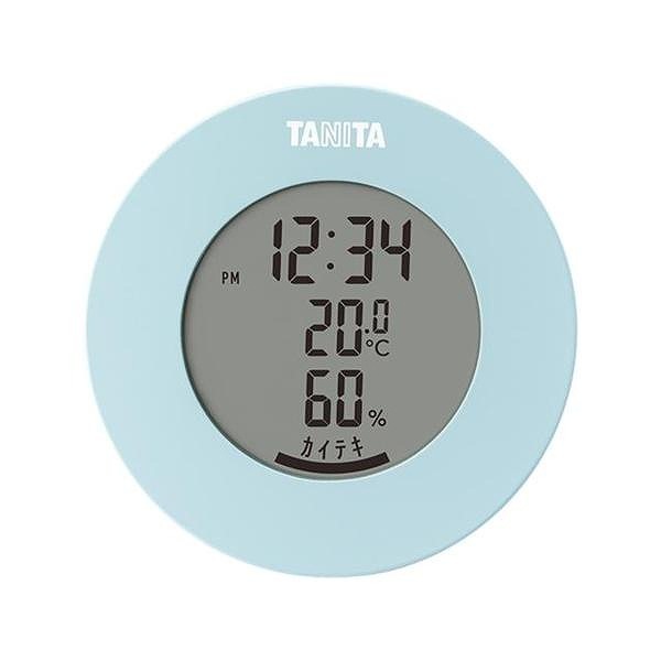 タニタ デジタル温湿度計 ライトブルー TT-585-BL 卓上 マグネット 丸型 TANITA