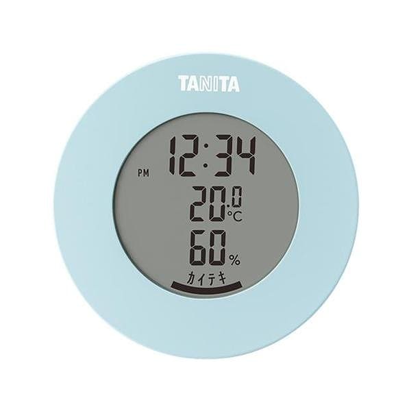 タニタ デジタル温湿度計 ライトブルー TT-585-BL 卓上 マグネット 丸型 TANITA