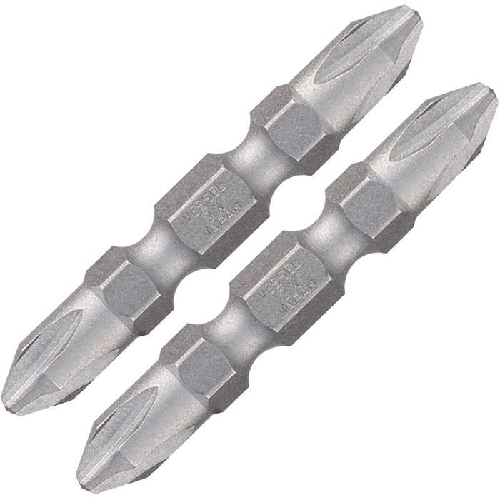 【アウトレット】 数量限定　ベッセル(VESSEL) 40V対応 先端強化両頭ビット +2×45 2本組 DRB142045
