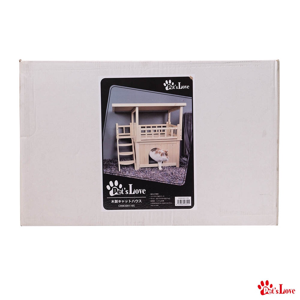 ペッツラブ　木製キャットハウス　屋根付き 【N's】