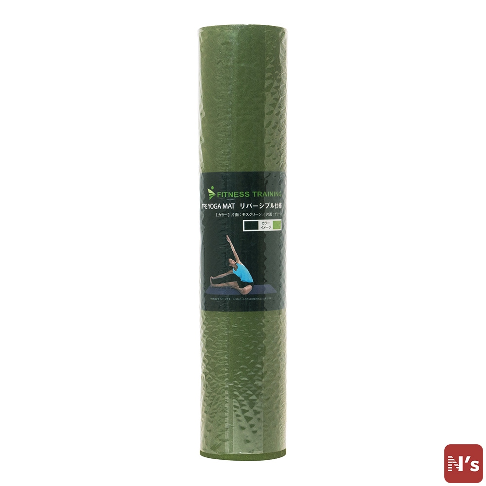 フィットネストレーニング　TPEヨガマット　リバーシブル仕様　モスグリーン/グリーン　厚さ6ｍｍ　ヨガ　ピラティス　ストレッチ 【N's】