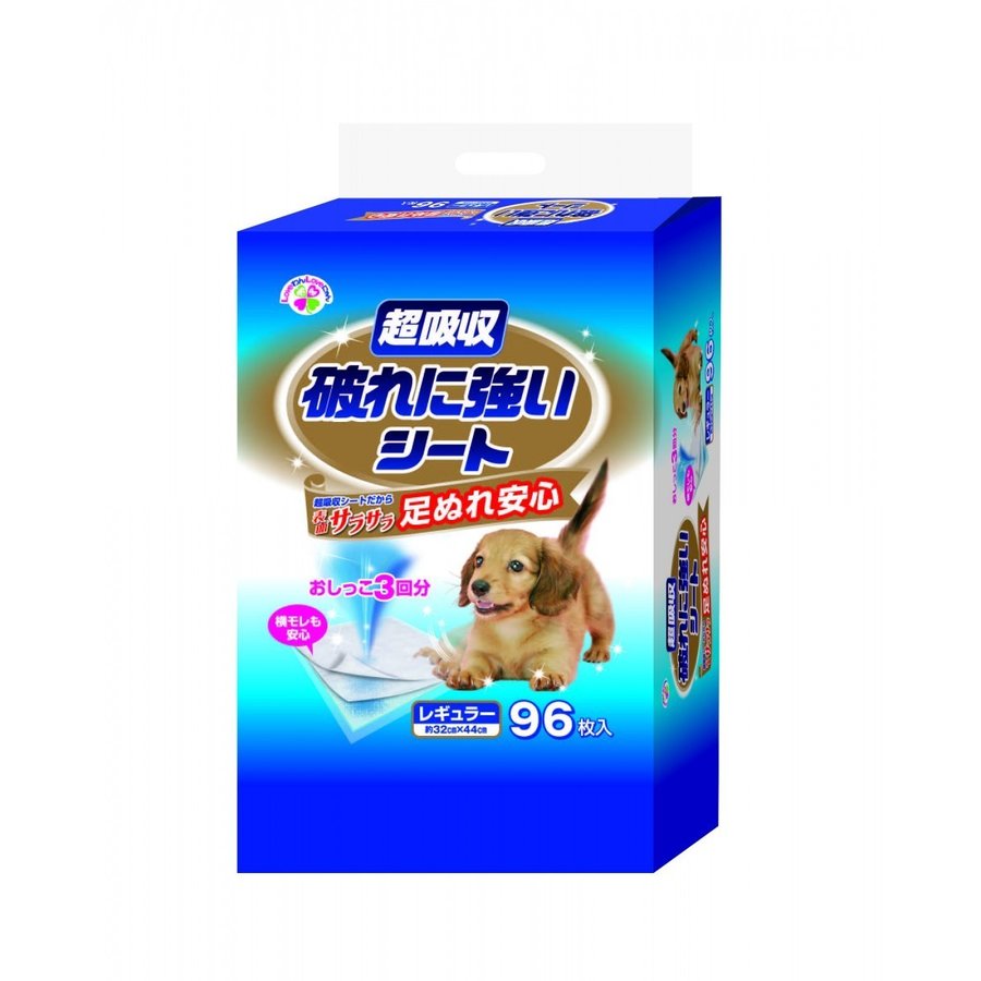 国産ペットシーツ　破れにくいシーツ　高品質　たっぷり3回吸収　破れに強いシート　厚型レギュラー　96枚入り【ｍ特】