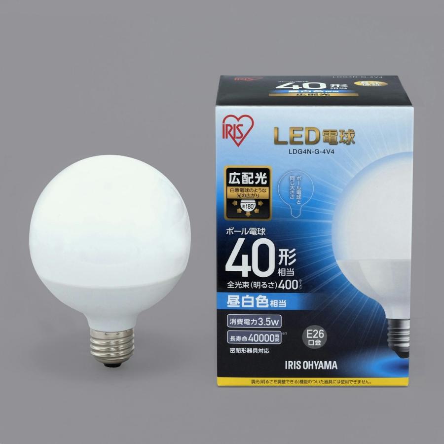 アイリスオーヤマ LED電球 ボール電球 40形 昼白色 LDG4N－G