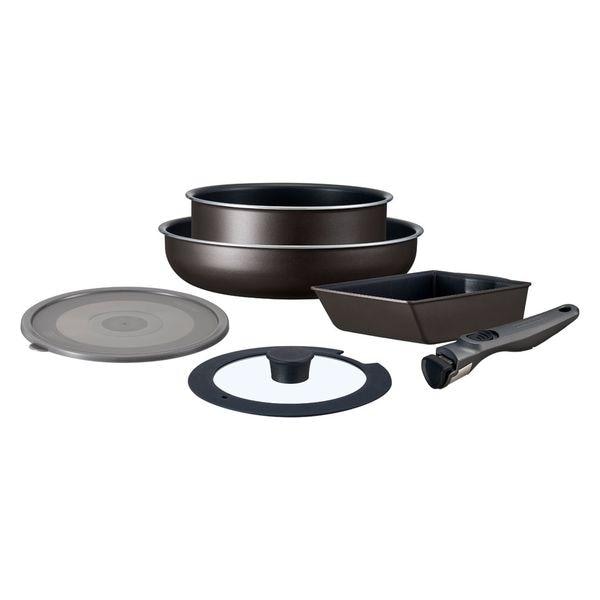 アイリスオーヤマ  取っ手の取れるフライパン 6点セット  TERACOAT  ブラウン EHDC-T6S