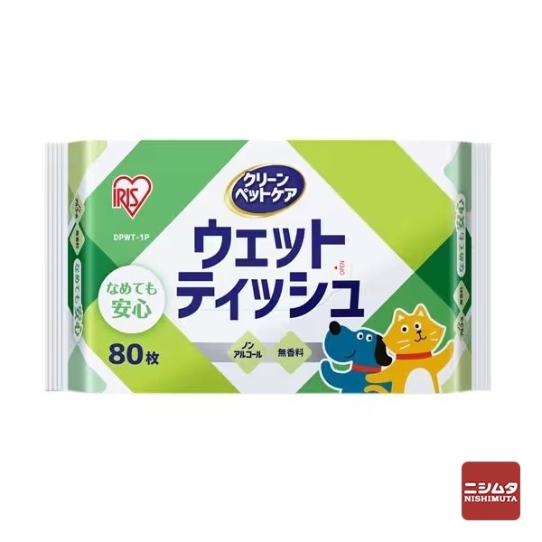 アイリスオーヤマ　ペット用ウェットティッシュ　80枚入×1Ｐ  DPWT-1P