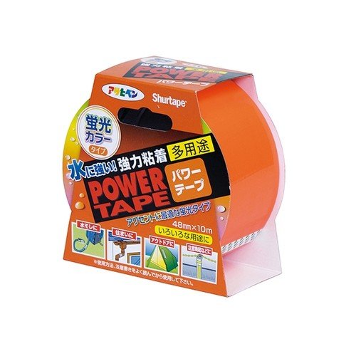 アサヒペン 水に強い 強力粘着 パワーテープ  蛍光オレンジ