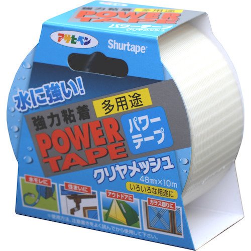 アサヒペン 　パワーテープ クリアメッシュ 48mm×10m クリヤ