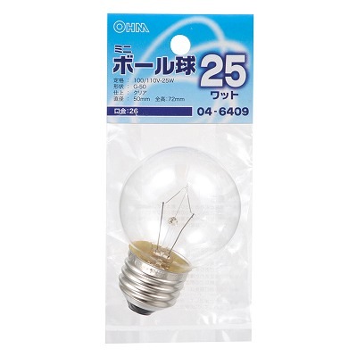 オーム電機 ミニボール球 G50 E26/25W クリア LB-G5625-C | 他電球