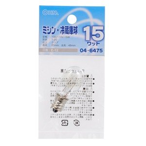 オーム電機 ミシン・冷蔵庫球 T20型 E12/15W クリア LB-T0215-C