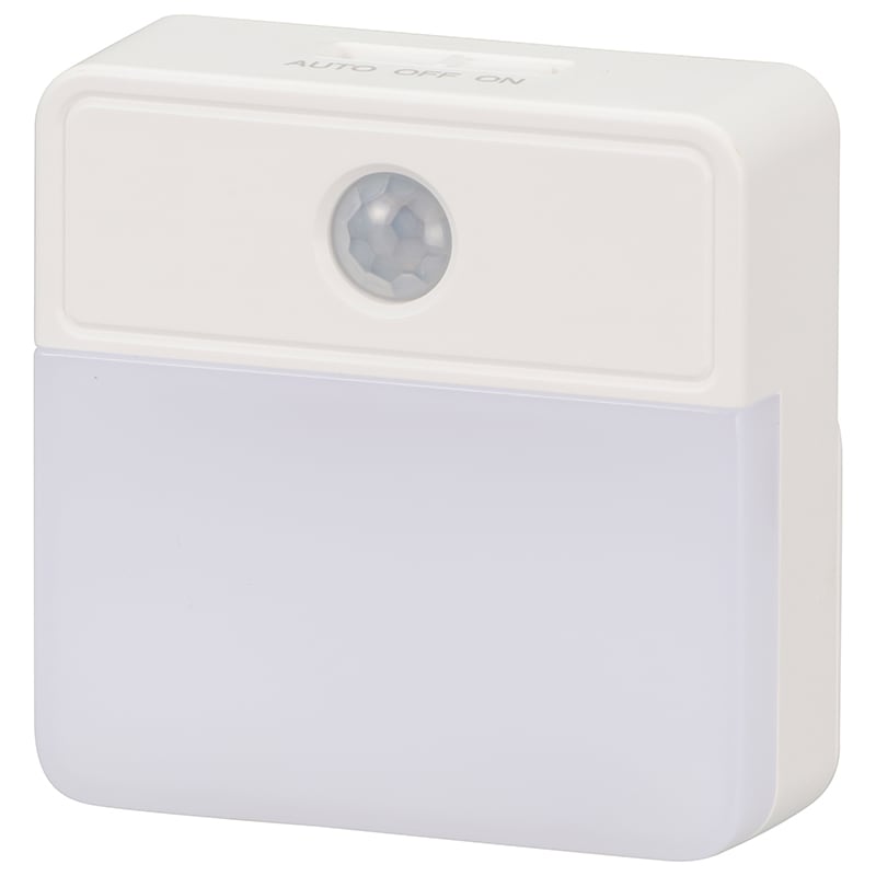 オーム電機 LEDセンサーナイトライト 明暗+人感 屋内用 40lm 電池式 NIT-BLA6JSQ-W