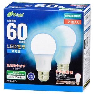 オーム電機 LED電球 A E26 60W D 2P LDA7D-G AG27 2P