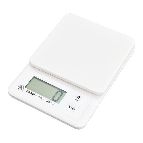 オーム電機 クッキングスケール 1kg計 ホワイト COK-S101-W