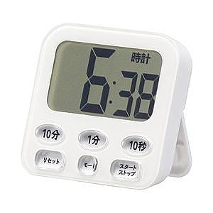 オーム電機 時計付き大画面デジタルタイマー ホワイト COK-T141-W