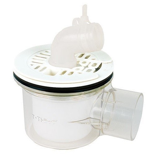 カクダイ KAKUDAI 洗濯機パン用 横引トラップ ホワイト 426-144-W