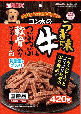 マルカン　サンライズ　ゴン太のうま味牛とつぶつぶ軟骨入りジャーキー　420g