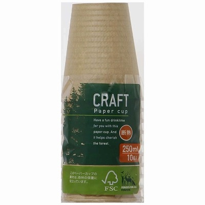 シンワ　CR-03　クラフト断熱コップ250ML　10P　FSC
