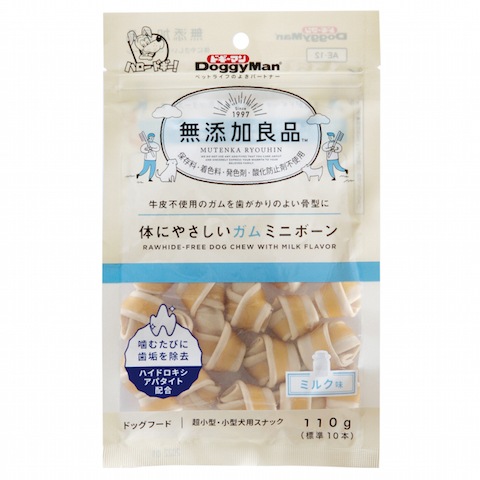 ドギーマン 無添加良品　体にやさしいガム　ミニボーン　110ｇ（標準10本）