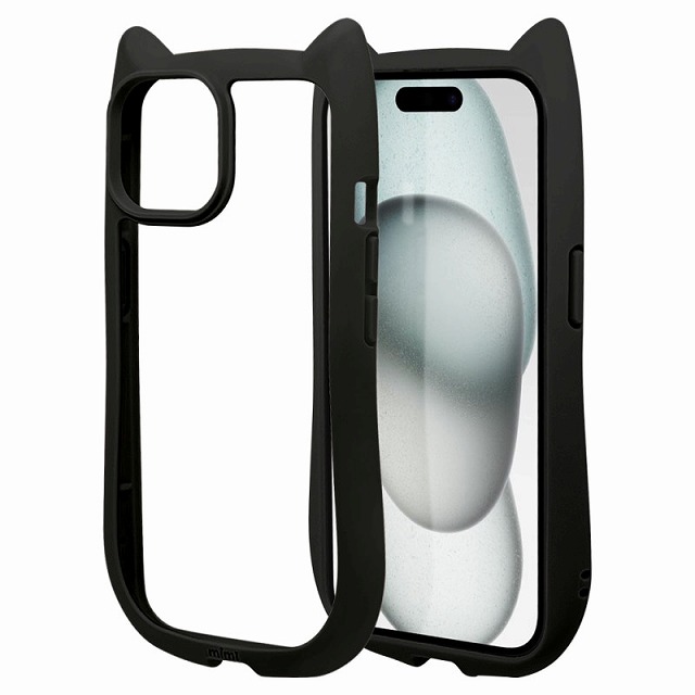 【ネコポス対応】ラスタバナナ iPhone15 14 13 ケース カバー ハイブリッド mimi 猫耳 7636IP361HB ブラック