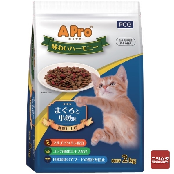 Apro エイプロ 味わいハーモニー まぐろと小魚味 2kg キャットフード ドライフード 猫