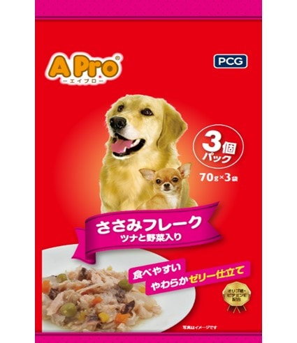 A Pro犬用パウチ　ささみフレーク　ツナ・野菜入り3Ｐ