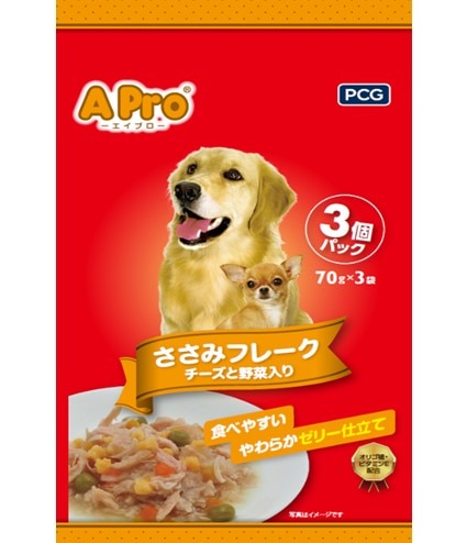 A Pro犬用パウチ　ささみフレーク　チーズ・野菜入り3Ｐ
