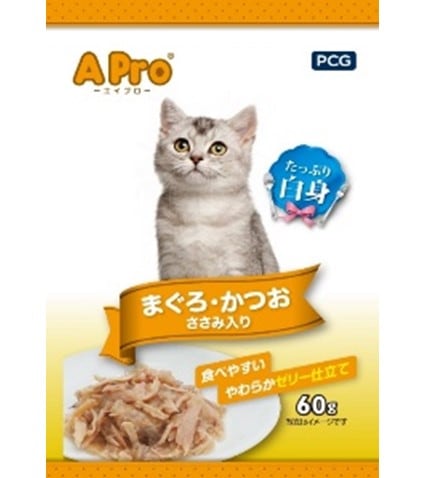 A Pro猫用パウチ　まぐろ・かつお　ささみ入り60G
