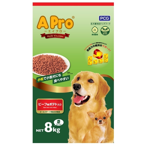 Apro エイプロ 犬ドライフード ビーフ味 ポテト入り 8kg 免疫力維持 ドライフード 大袋