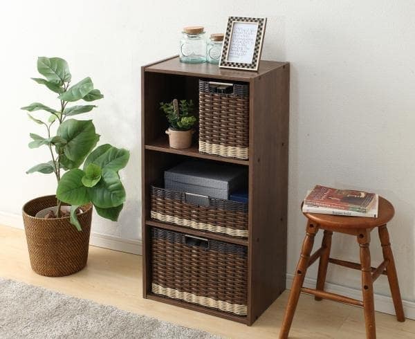 アイリスオーヤマ 深型 ウッディバスケットIMK-38D ブラウン