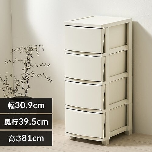 アイリスオーヤマ チェスト 4段 収納ボックス タンス コロネチェスト CLN-324 ライトベージュ