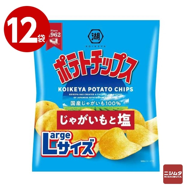 湖池屋　ポテトチップス　じゃがいもと塩　ラージサイズ　122g×12袋　お菓子【ｍ特】