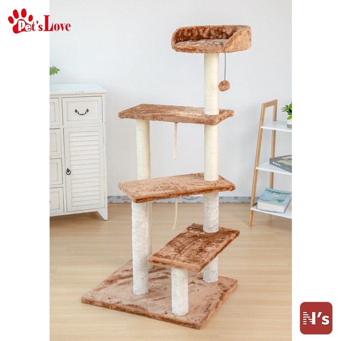ペッツラブ　キャットタワー　4段　PL-CTW05　おしゃれ　当店オリジナル　インテリア　組み立て簡単【送料無料】【N's】