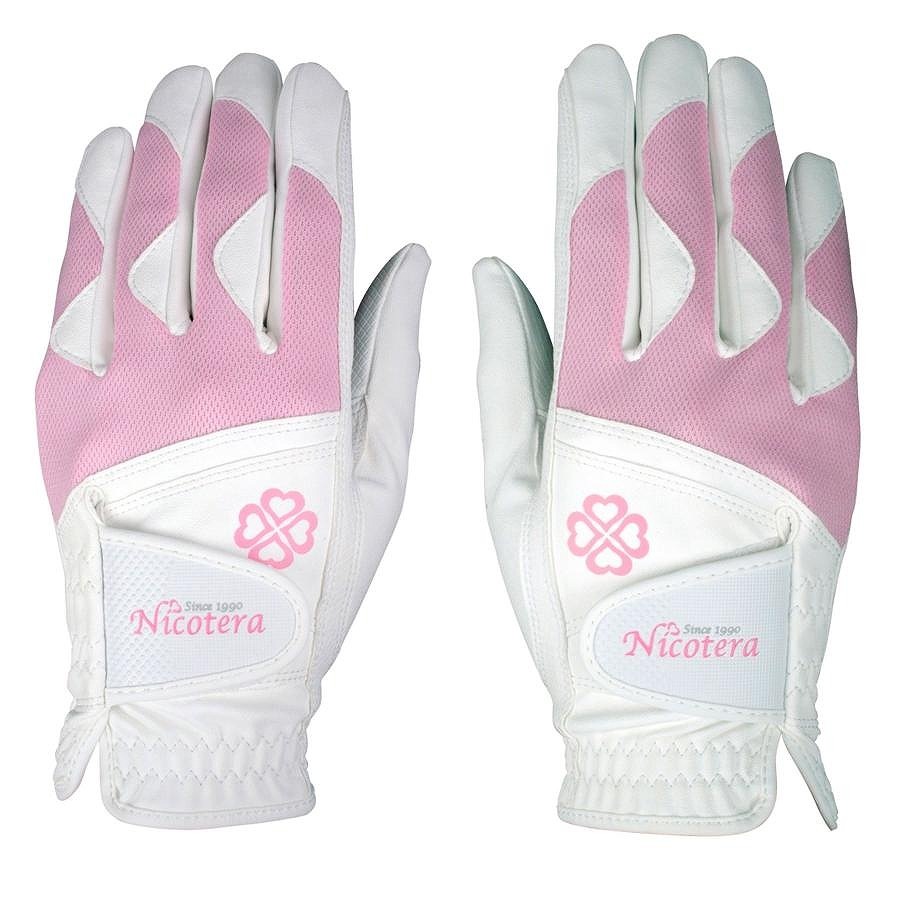 LEZAX(レザックス) ニコテラ ゴルフグローブ（両手用） NTGL-3407 ホワイト M（19～20cm）