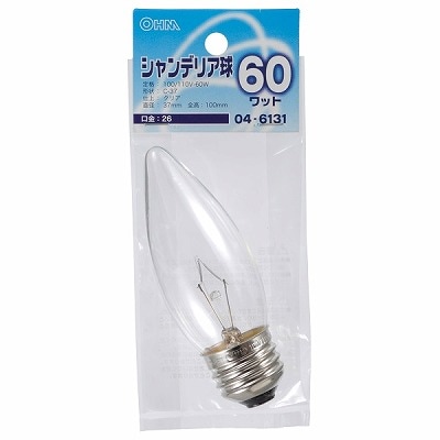 オーム電機 シャンデリア球 60W E26 クリア LB-C7660-C