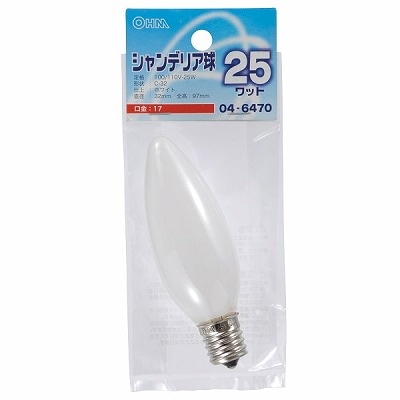 オーム電機 シャンデリア球 25W E17 ホワイト LB-C2725-W