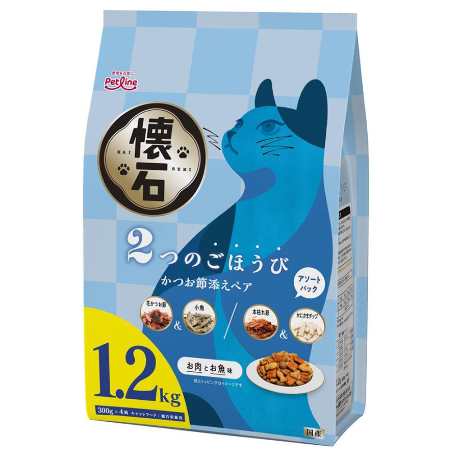 PETline(ペットライン)  懐石 2つのごほうび かつお節添えペア 国産 1.2kg