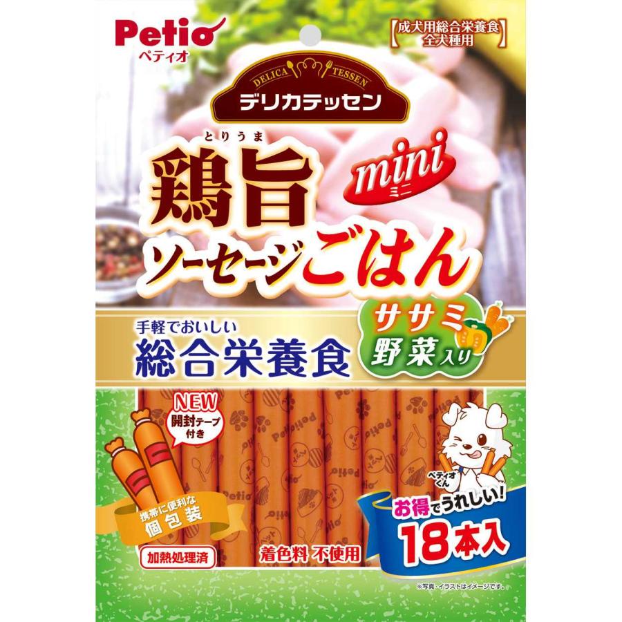 Petio(ペティオ)　デリカテッセン 総合栄養食 鶏旨 ミニソーセージごはん ササミ野菜入り 18本入