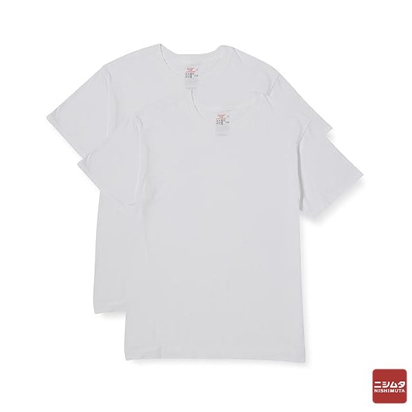 Hanes ヘインズ　クルーネックTシャツ　丸首半袖　白　Mサイズ　2枚組　HM1EU702　メンズ　インナー
