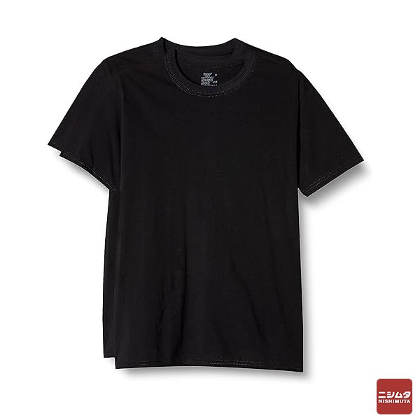 Hanes ヘインズ　クルーネックTシャツ　丸首半袖　黒　LLサイズ　2枚組　HM1EU702　メンズ　インナー