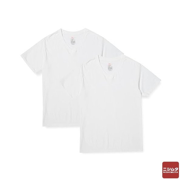 Hanes ヘインズ　VネックTシャツ　V首半袖　白　Lサイズ　2枚組　HM1EU704　メンズ　インナー 【ｍ特】