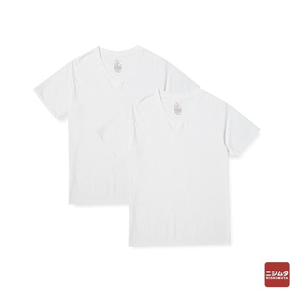 Hanes ヘインズ　VネックTシャツ　V首半袖　白　LLサイズ　2枚組　HM1EU704　メンズ　インナー 【ｍ特】