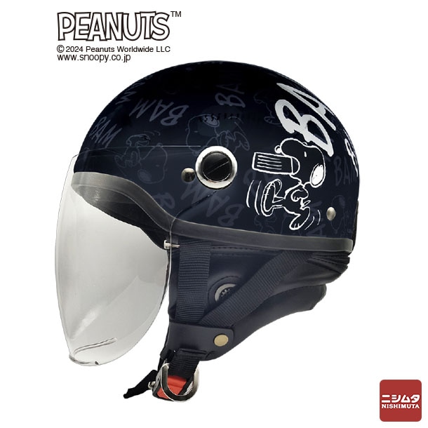 アークス スヌーピーデザインヘルメット バムバム シールド付き ブラック SNH-104 スヌーピー ヘルメット