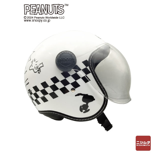 アークス スヌーピーデザインヘルメット チェッカーフラッグ シールド付き ホワイト SNJ-114 スヌーピー ヘルメット
