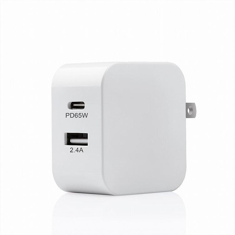 FSC USB PD対応 65W 2ポート AC充電器 FS-PDAC65-WH