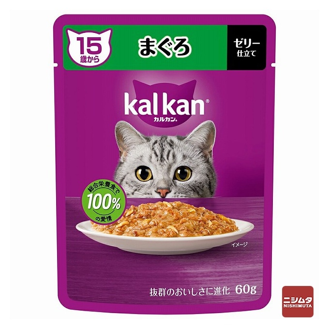 【ネコポス対応】マースジャパン　カルカン パウチ　15歳から　シニア猫用　まぐろ　ゼリー仕立て　60g