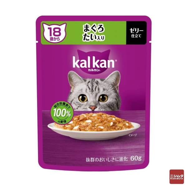 マースジャパン　カルカンパウチ　18歳から　シニア猫用　まぐろ たい入り　ゼリー仕立て　60g