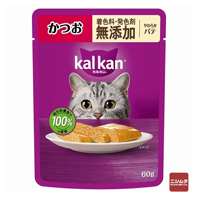 【ネコポス対応 12】マースジャパン　カルカン パウチ　やわらかパテ　かつお　60g　無添加 【ｍ特】