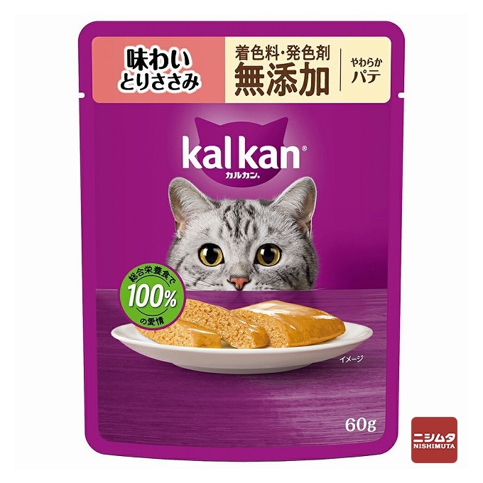 【ネコポス対応 12】マースジャパン　カルカン パウチ　やわらかパテ　味わい とりささみ　60g　無添加 【ｍ特】