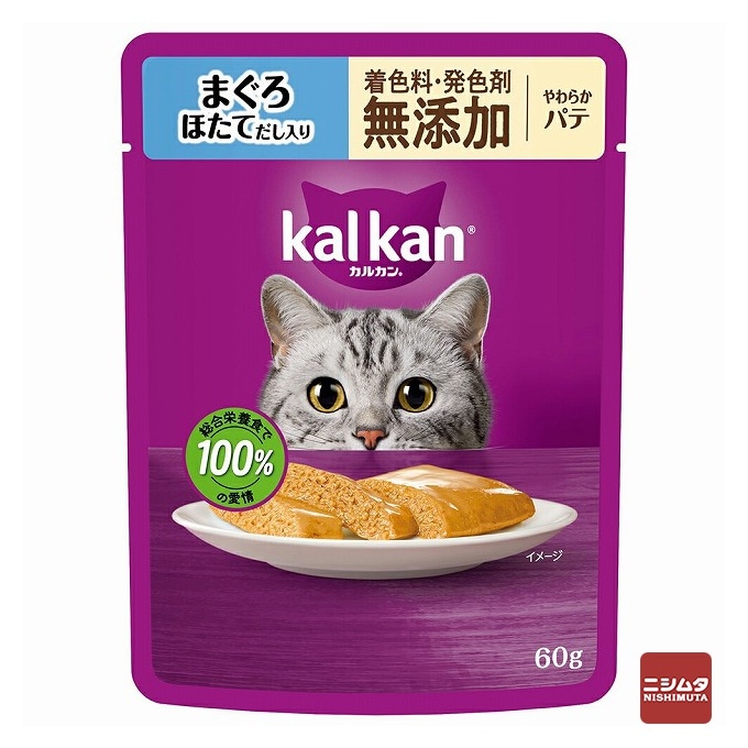 【ネコポス対応 12】マースジャパン　カルカン パウチ　やわらかパテ　まぐろ ほたてだし入り　60g　無添加 【ｍ特】
