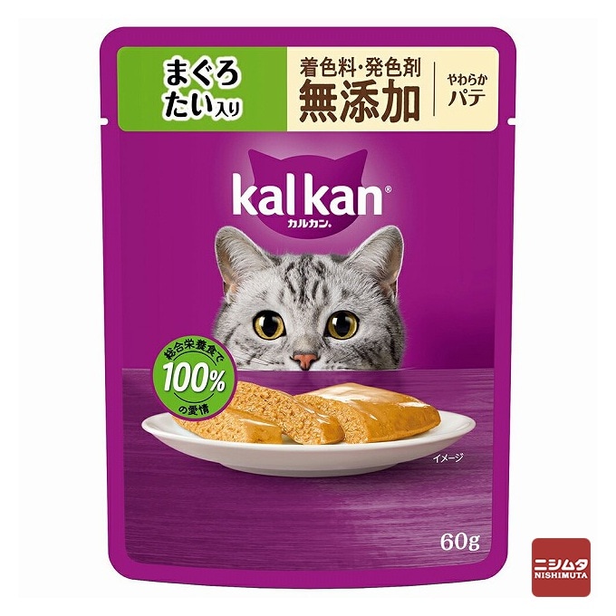【ネコポス対応 12】マースジャパン　カルカン パウチ　やわらかパテ　まぐろ たい入り　60g　無添加 【ｍ特】