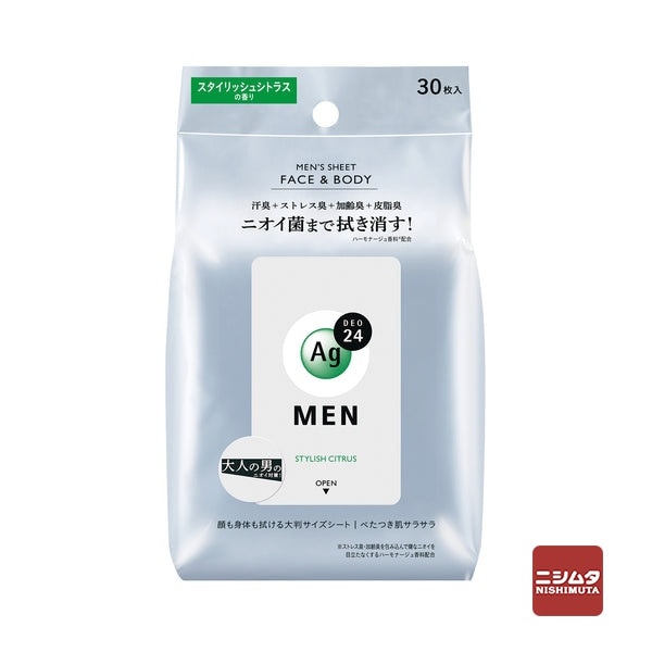 ファイントゥデイ　エージー24ＭＥＮ　メンズシート　フェイス＆ボディ　スタイリッシュシトラスの香り　30枚入